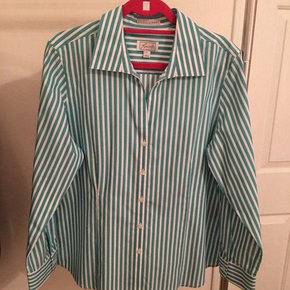 Foxcroft Tops - Foxcroft Women's Green/White Stripe Top Size XL